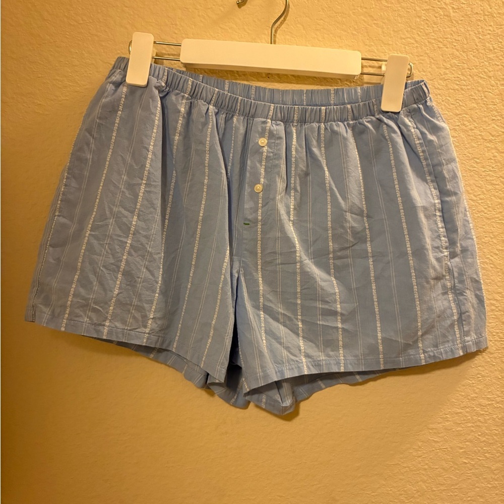 aerie Light Blue Striped Boxer Shorts NEW - Picture 2 of 4